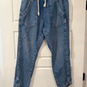 Pilcro Relaxed Drawstring baggy cropped Jeans size small